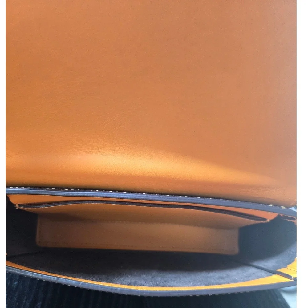Dooney & Bourke Black Leather Equestrian Bag Gold Buckle Contrast Stitch